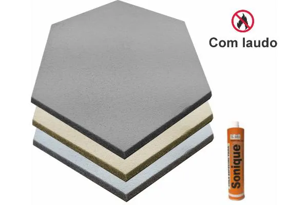 Espuma Acustica Antichama 36 placas Hexagonal 30mm - Kit Clean